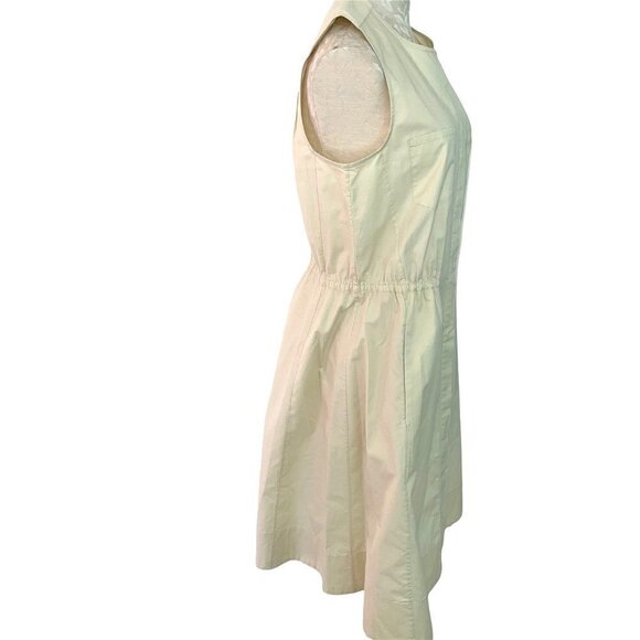 Theory Ketan Dress Womens Size 10 A Line Cinched Waist Button Front Pale Yellow - Picture 9 of 12
